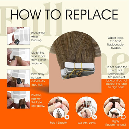 Ombre Tape in Hair Extensions Human Hair 12Inch Seamless Tape in Extensions 6/60