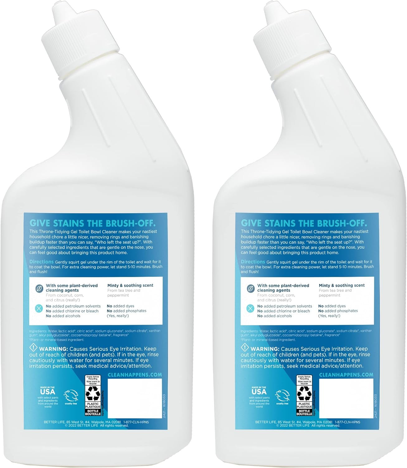 Natural Toilet Bowl Cleaner, Tea Tree & Peppermint Scent, 24 Fl Oz (Pack of 2)