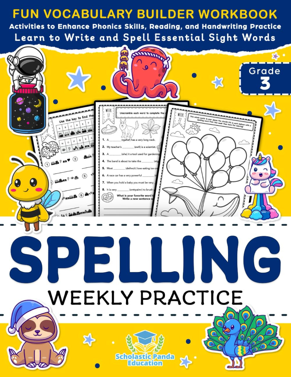 Spelling Weekly Practice for 3Rd Grade: Vocabulary Builder Workbook to Learn to