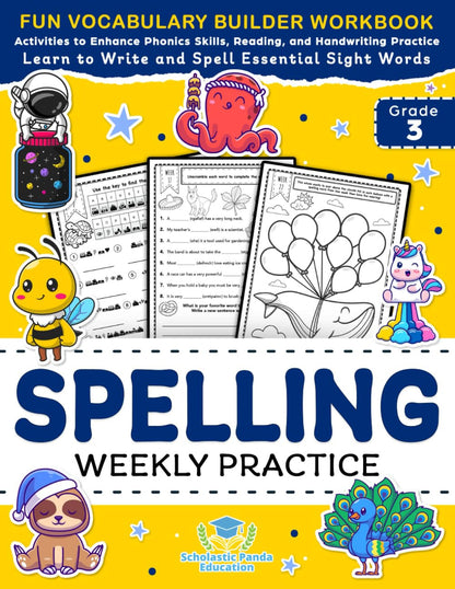 Spelling Weekly Practice for 3Rd Grade: Vocabulary Builder Workbook to Learn to