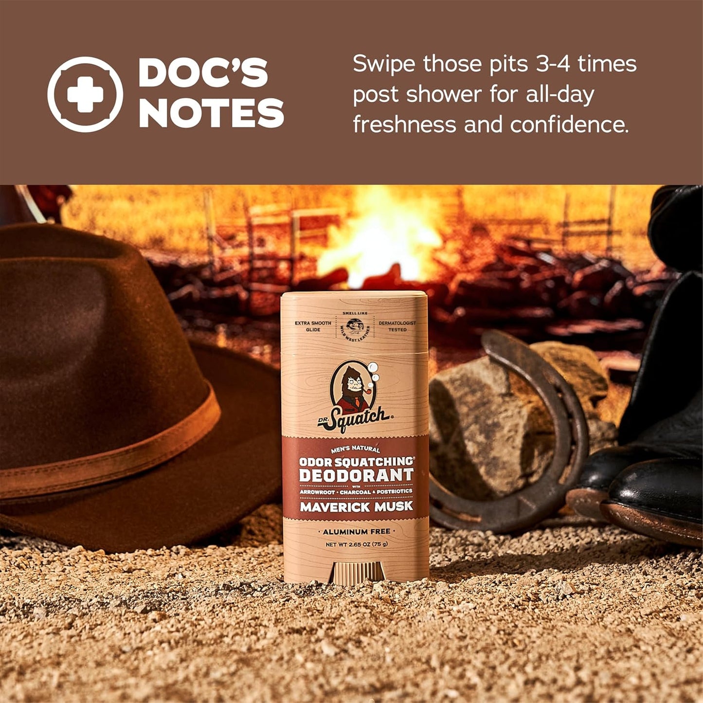 Natural Deodorant for Men - Odor-Squatching Aluminum Free - Maverick Musk (2.65