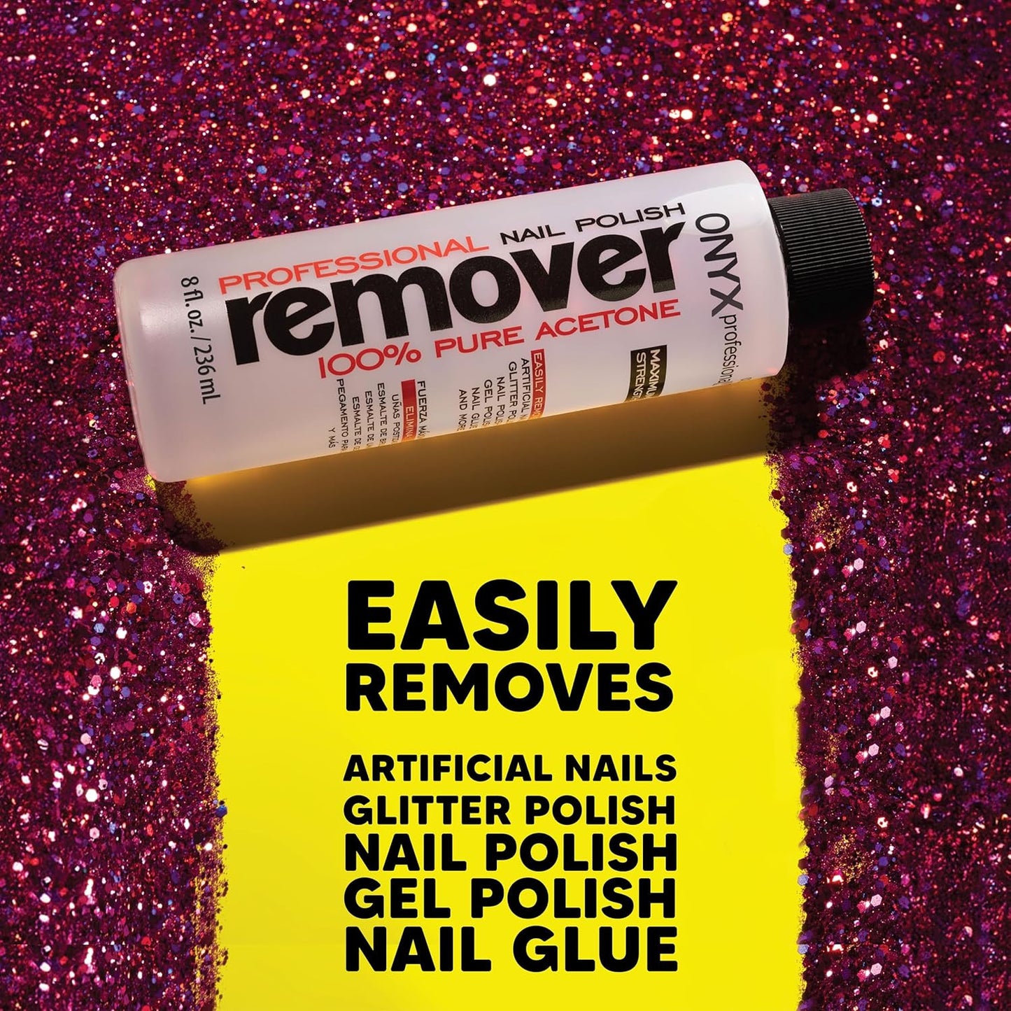 100% Pure Acetone Nail Polish Remover Kit with 7 Inch Nail File, 8 Fl Oz - Made