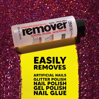 100% Pure Acetone Nail Polish Remover Kit with 7 Inch Nail File, 8 Fl Oz - Made
