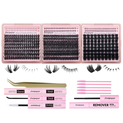Thick Volume Lash Clusters 3 Style Eyelash Extensions Kit with Waterproof Lash B