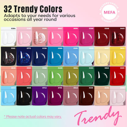 56 Pcs Gel Nail Polish Kit with U V Light, 32 Colors Hot Pink Colorful Gel Nail