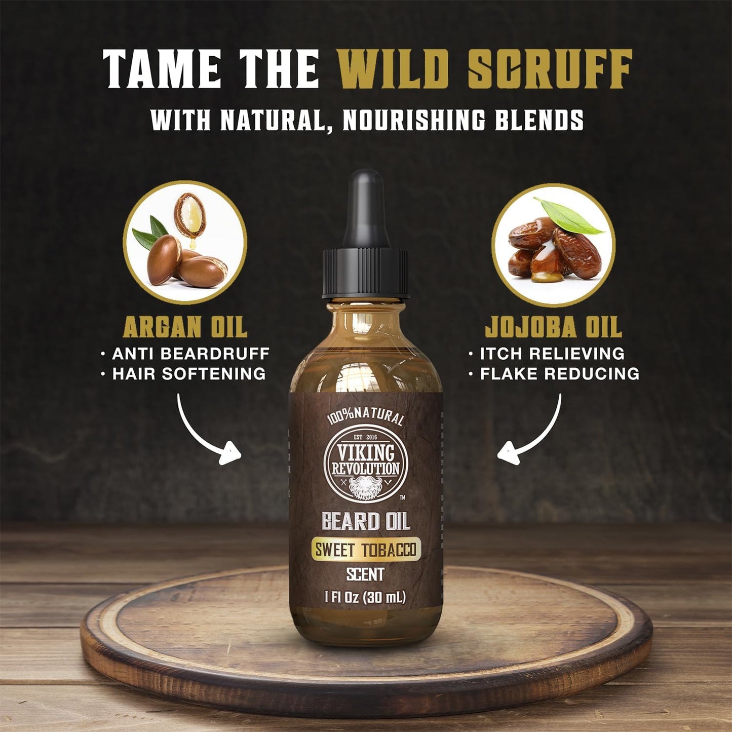 Sweet Tobacco Beard Oil for Men - Natural Mens Beard Oil with Argan Oil and Jojo