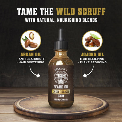 Sweet Tobacco Beard Oil for Men - Natural Mens Beard Oil with Argan Oil and Jojo