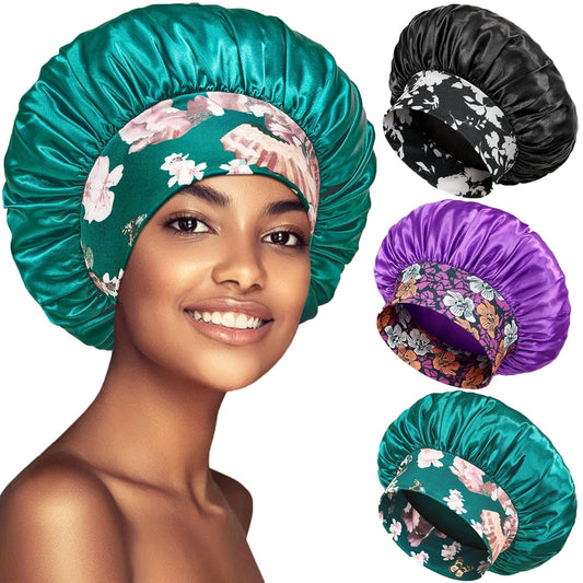 3 Pack Satin Bonnet Silk Hair Bonnet for Sleeping, Sleep Bonnets for Women Large