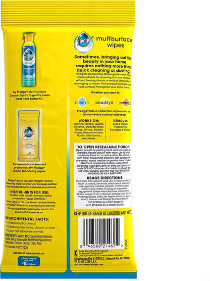 Multi-Surface Furniture Polish Wipes, Works on Wood, Granite, and Leather, Clean