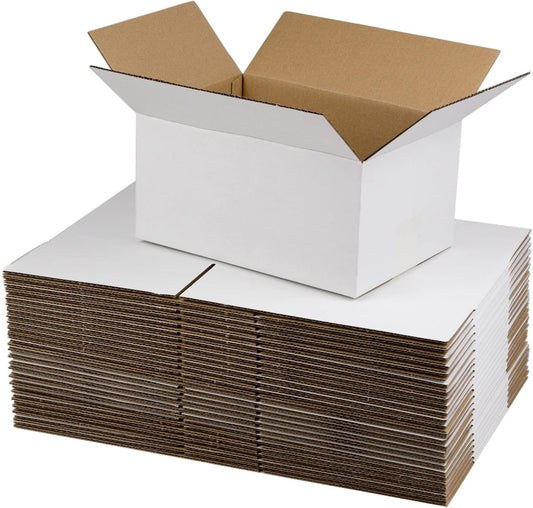 White Shipping Boxes 10X7X5 Inches Small Corrugated Cardboard Boxes, 25 Pack