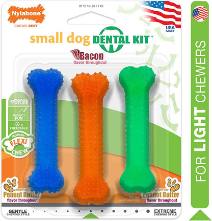 Original Bone Flexi Chew Toy for Dogs, Dog Toys for Moderate Chewers, Bacon & Pe