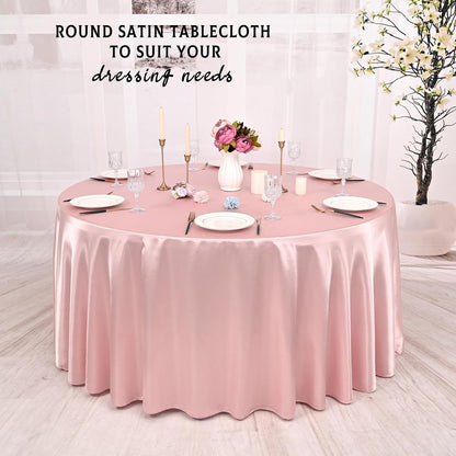 6 Packs Satin Tablecloth 120 Inch Rose Gold round Table Cloth Silk Tablecloth Sm