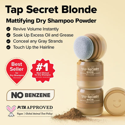 Tap Secret Dry Shampoo Powder with Biotin - Tap Secret Blonde | Strengthening &