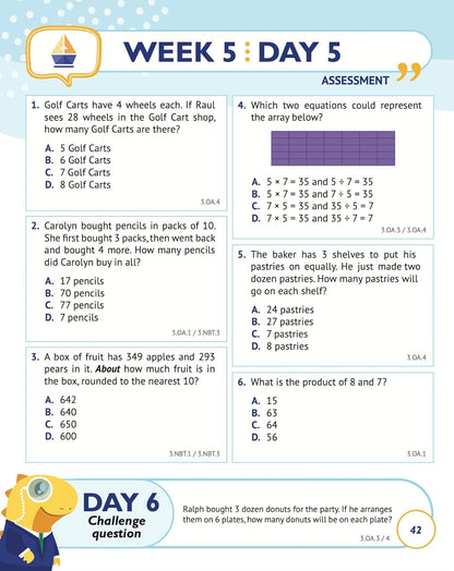 3Rd Grade Common Core Math: Daily Practice Workbook - Part I: Multiple Choice |