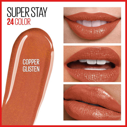 Super Stay 24 2-Step Long Lasting Liquid Lipstick and Lip Balm, 910 Copper Glist