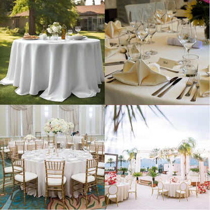 10 Pack White round Tablecloths, 120 Inch Stain Resistant and Wrinkle round Tabl