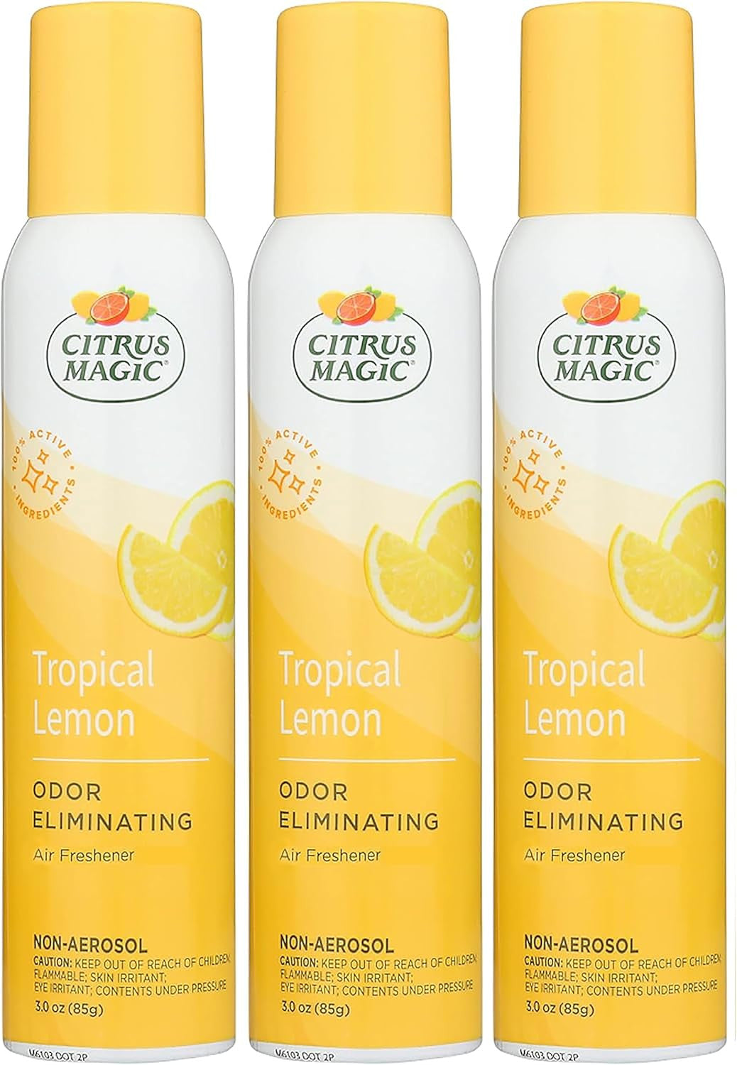 Odor Eliminating Air Freshener Spray, Tropical Lemon, 3-Ounce, Pack of 3