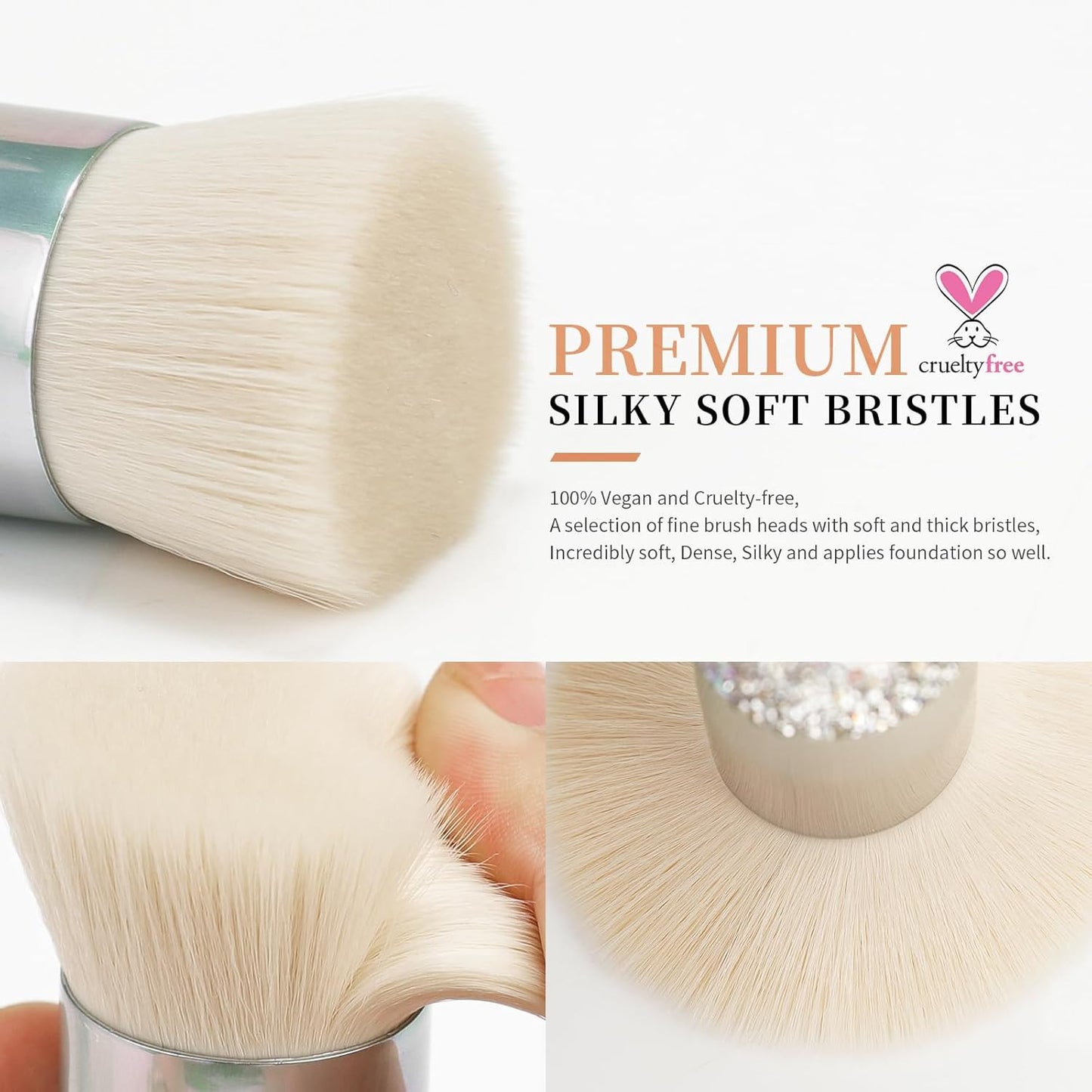 Rhinestone Foundation Brush Diamond Bling Makeup Tanning Brush Flat Top Kabuki B