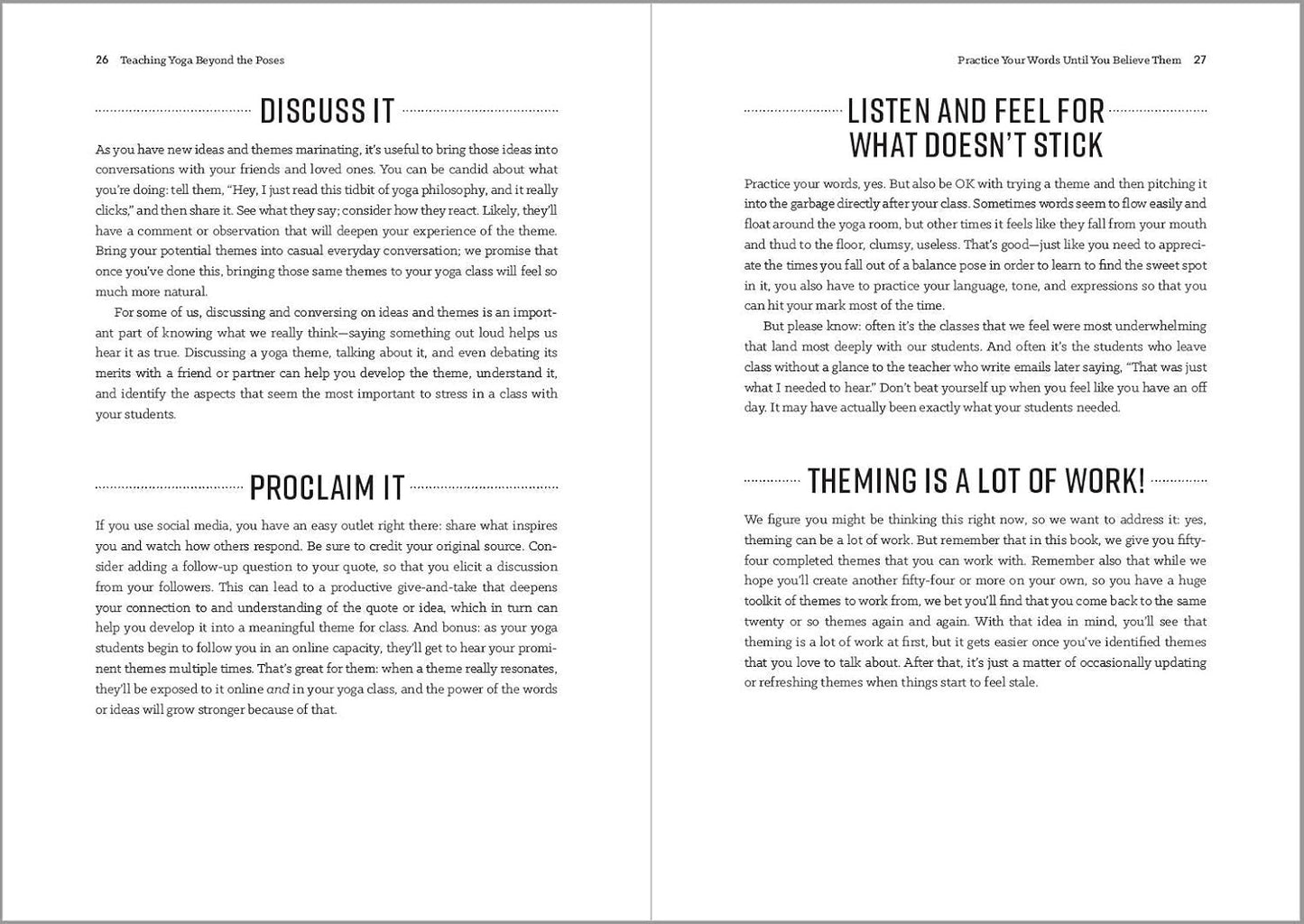 Teaching Yoga beyond the Poses: a Practical Workbook for Integrating Themes, Ide