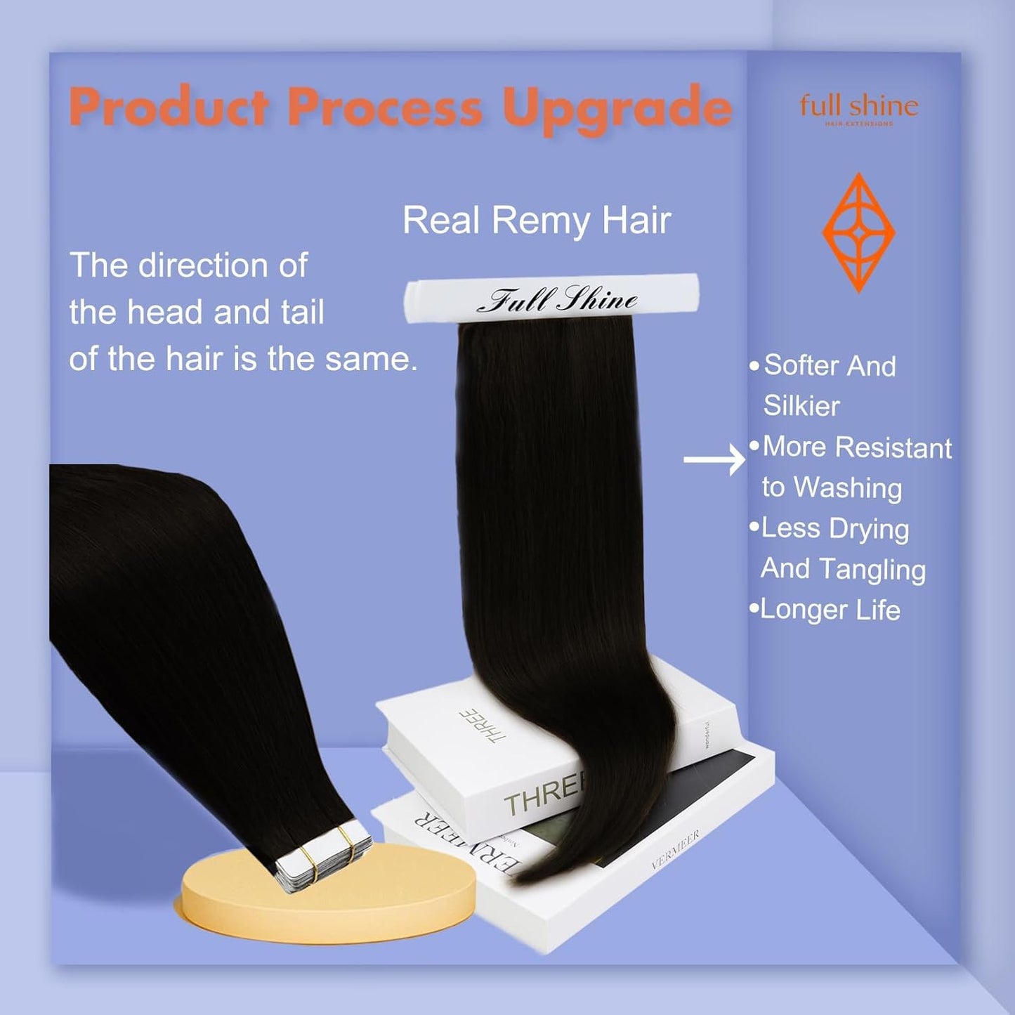 Tape in Extensions Human Hair 14 Inch Color 1 Jet Black Pu Remy Tape in Hair Ext