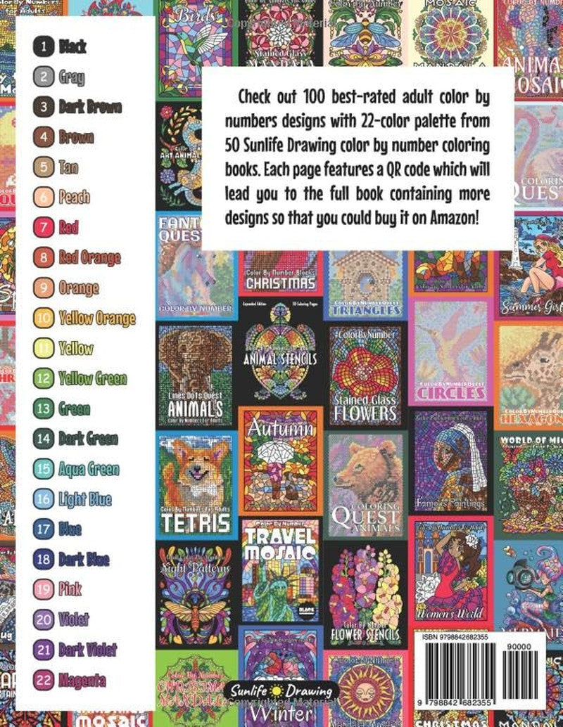 100 BEST Adult Color by Numbers: the Best Designs from Sunlife Drawing Color by