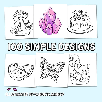100 Bold Coloring Book: Simple, Easy, and Large Print Designs for Adults and Kid