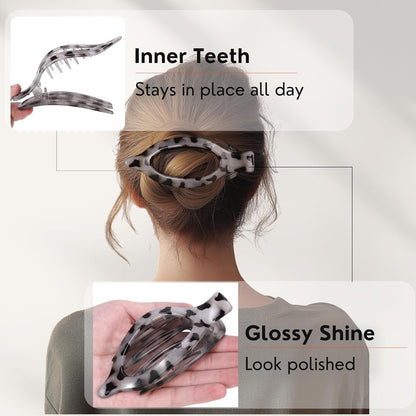 8 Pack Tortoiseshell Flat Hair Clips – French Style Matte Claw Barrettes for Wom