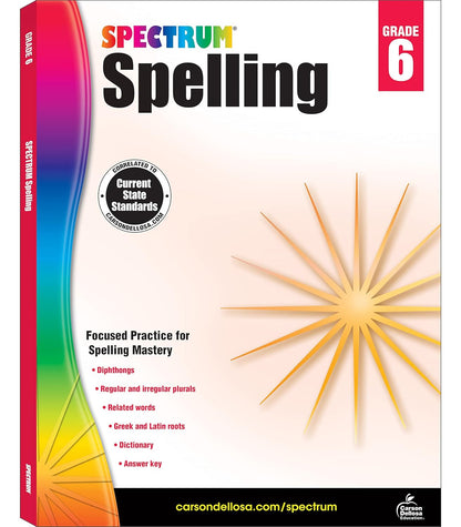 Spectrum Spelling Workbook Grade 6, Ages 11 to 12, Grade 6 Spelling, Handwriting