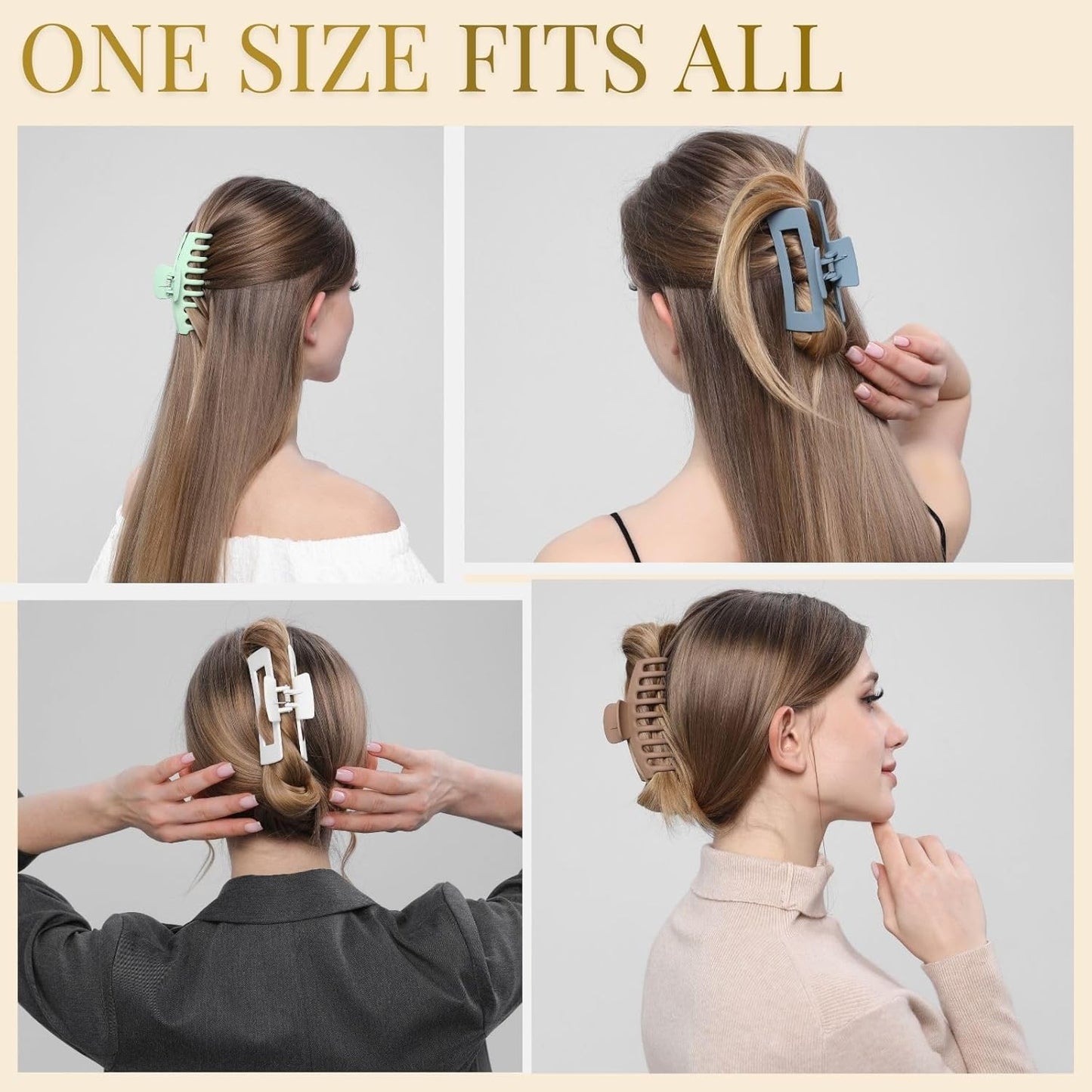 8 Pack Hair Clips for Women 4.3 Inch Large Hair Claw Clips for Women Thin Thick