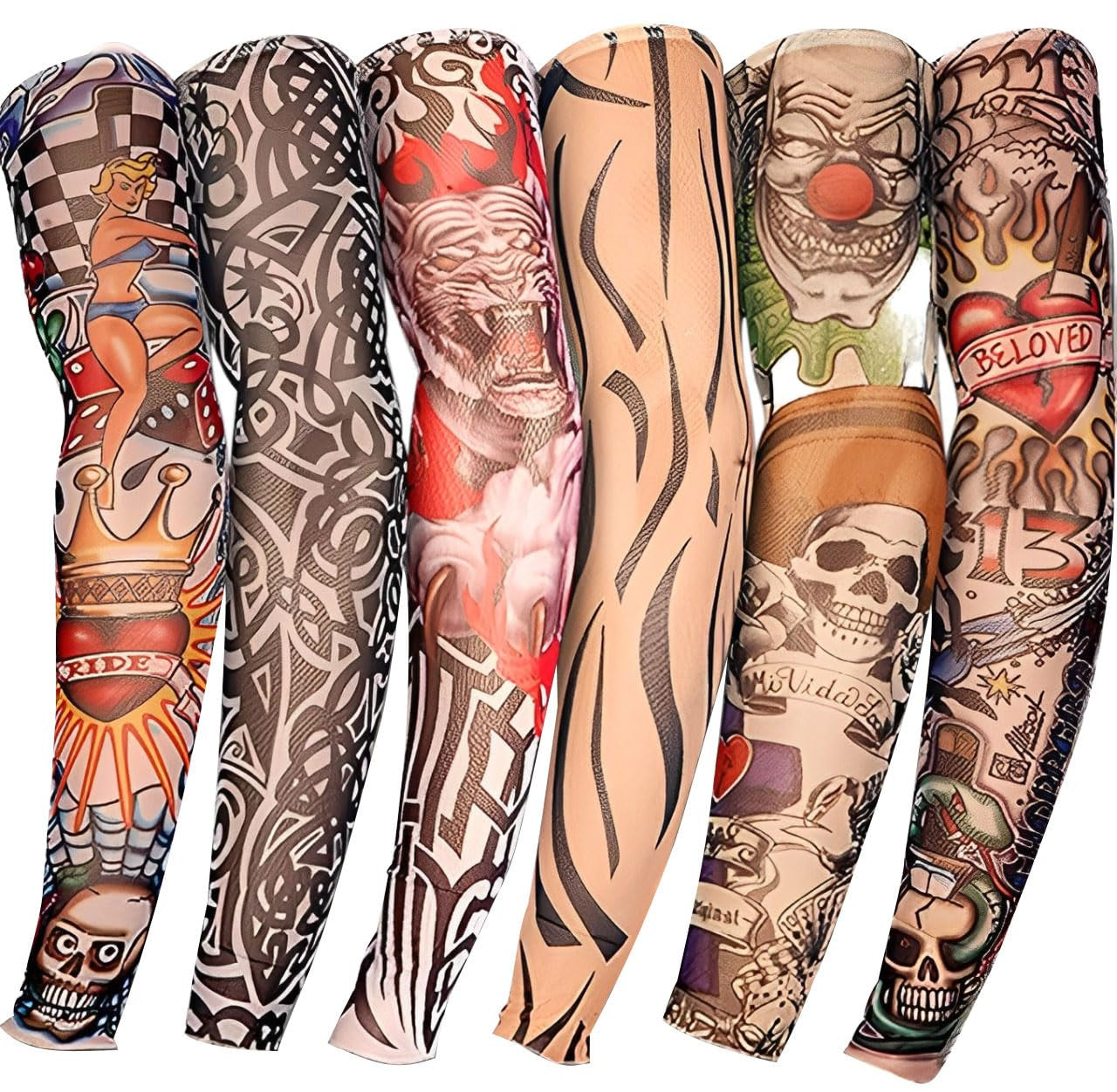 Tattoo Sleeves for Men, 6Pcs Arm Sleeves Fake Tattoos Sleeves to Cover Arms Sun