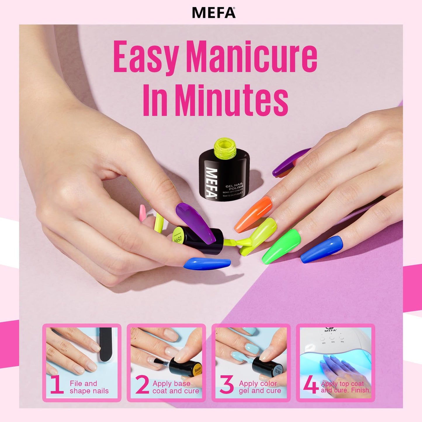 Neon Gel Nail Polish Set 6 Colors, Summer Neon Green Lime Yellow Pink Navy Blue