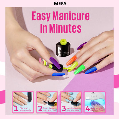 Neon Gel Nail Polish Set 6 Colors, Summer Neon Green Lime Yellow Pink Navy Blue