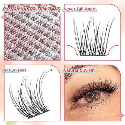 Wispy Lash Clusters Natural Cluster Lashes 180Pcs 9-12MM Individual Eyelash Exte