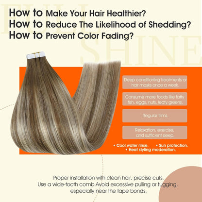 Ombre Tape in Hair Extensions Human Hair 12Inch Seamless Tape in Extensions 6/60