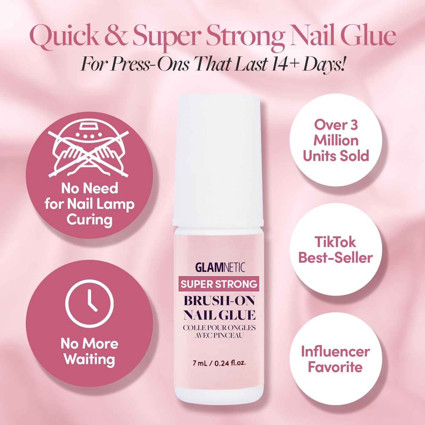 Super Strong Brush on Nail Glue (3 Bottles) | Brush Tip Applicator, Mess Free, T
