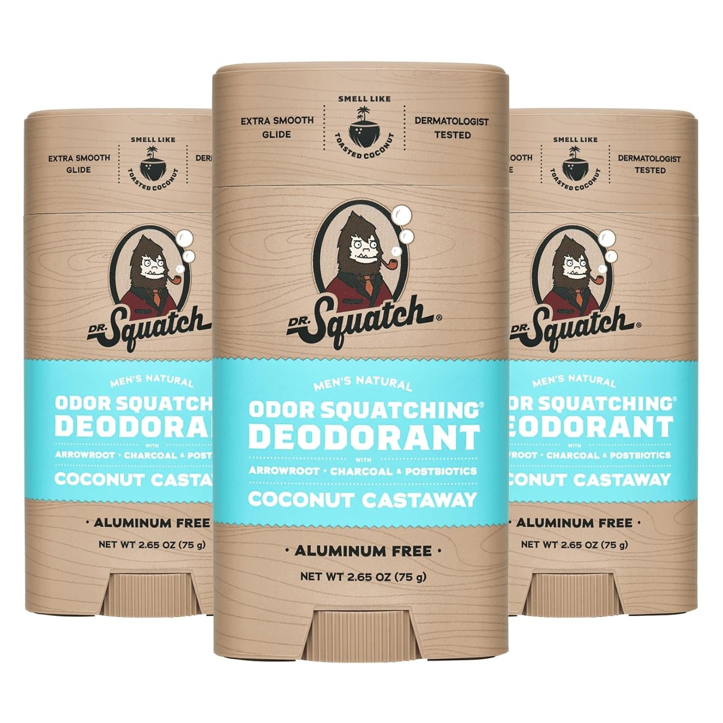 Natural Deodorant for Men - Odor-Squatching Aluminum Free - Coconut Castaway (2.