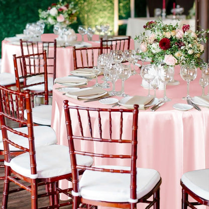 6 Packs Satin Tablecloth 120 Inch Rose Gold round Tablecloths, Overlay Satin Tab