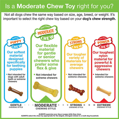 Original Bone Flexi Chew Toy for Dogs, Dog Toys for Moderate Chewers, Bacon & Pe