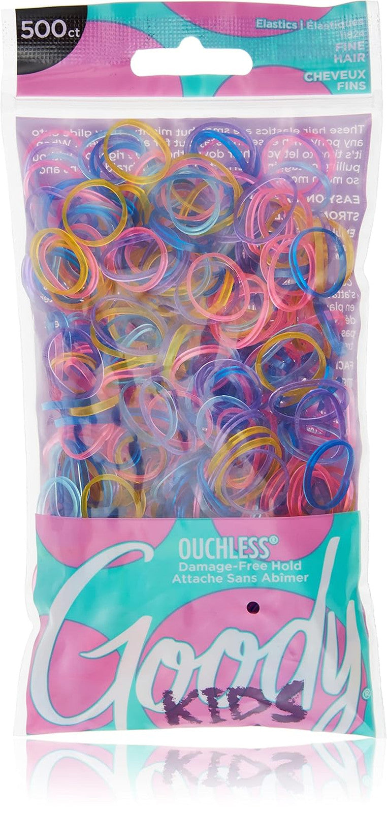 Ouchless 250 Count Clear Hair Ties and 500 Count  Kids Colorful Hair Bands