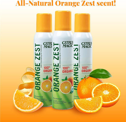 Organic Natural Odor Eliminating Air Freshener Spray, Orange Zest, 3-Ounce, Pack