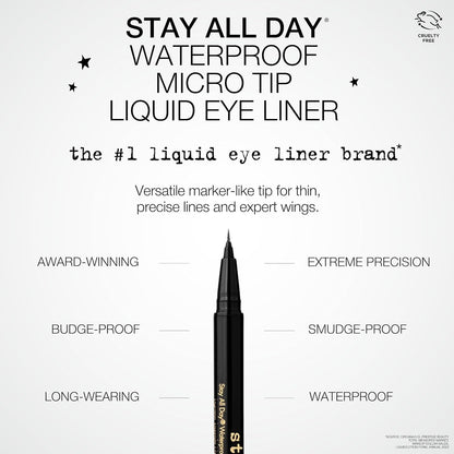 Waterproof Liquid Eye Liner, Stay All Day Makeup with Fine Brush Tip Lasting Sat