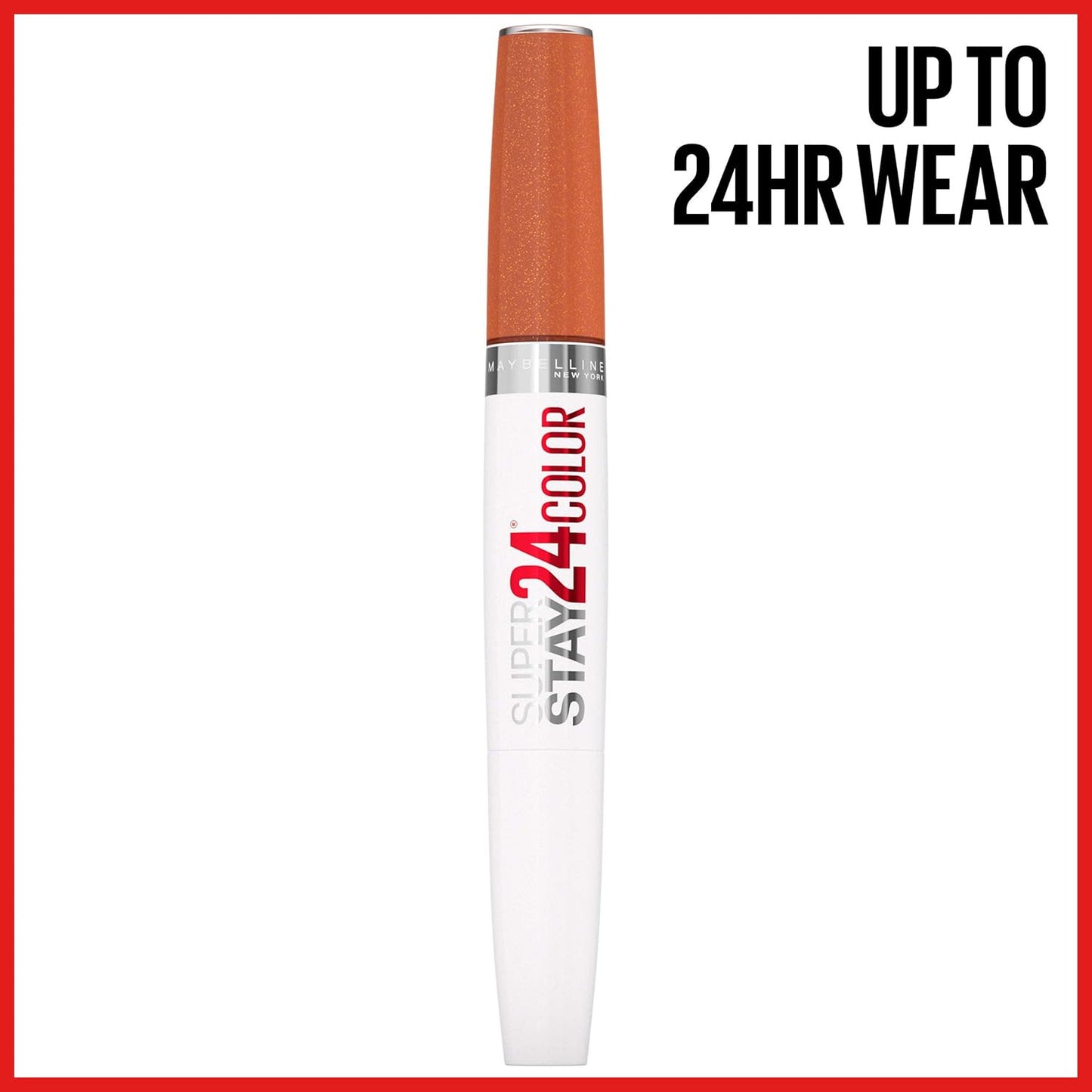Super Stay 24 2-Step Long Lasting Liquid Lipstick and Lip Balm, 910 Copper Glist