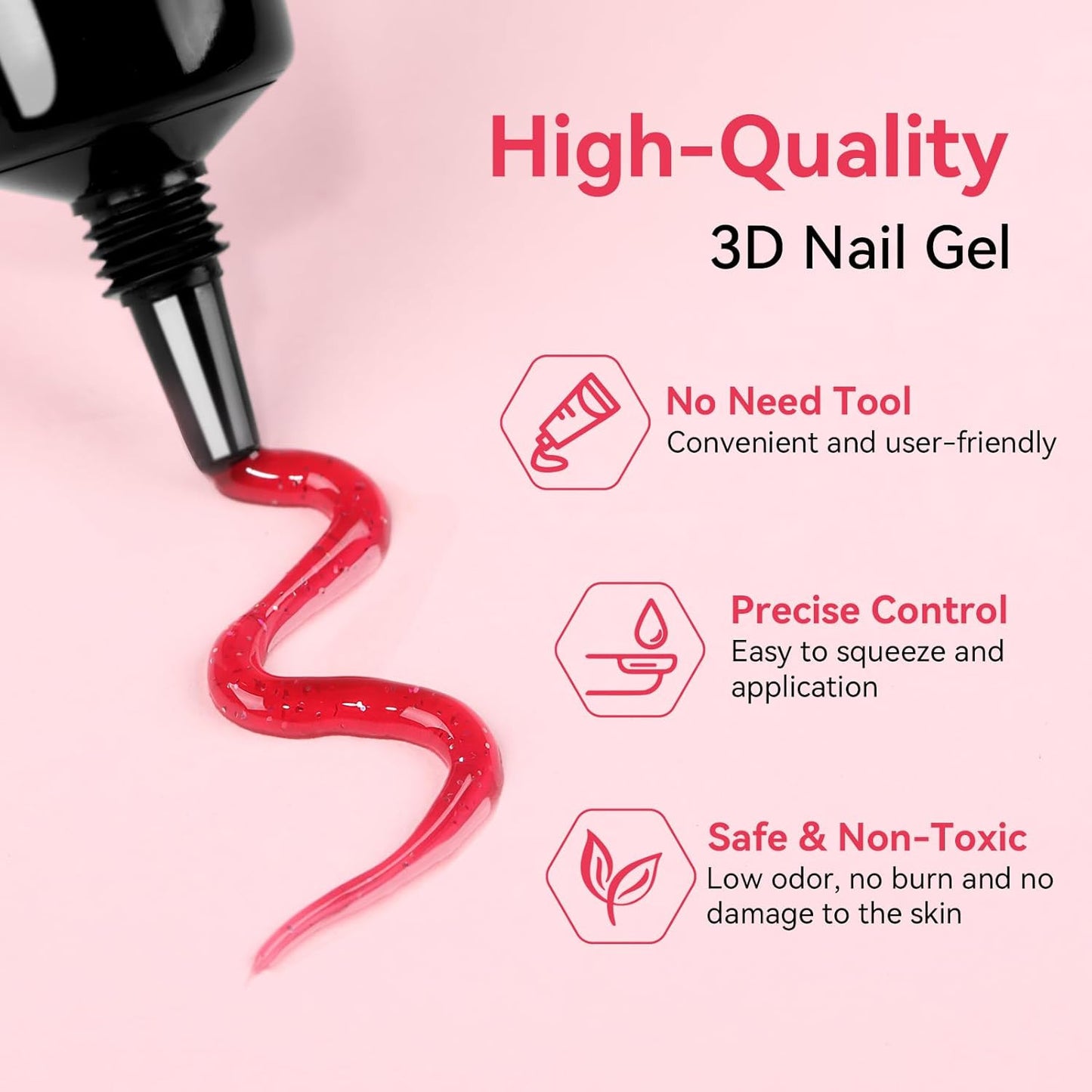 3D Gel Nail Art: 3D Sculpting Gel for Nail Art Design 15Ml 3 in 1 No Wipe Gel Po