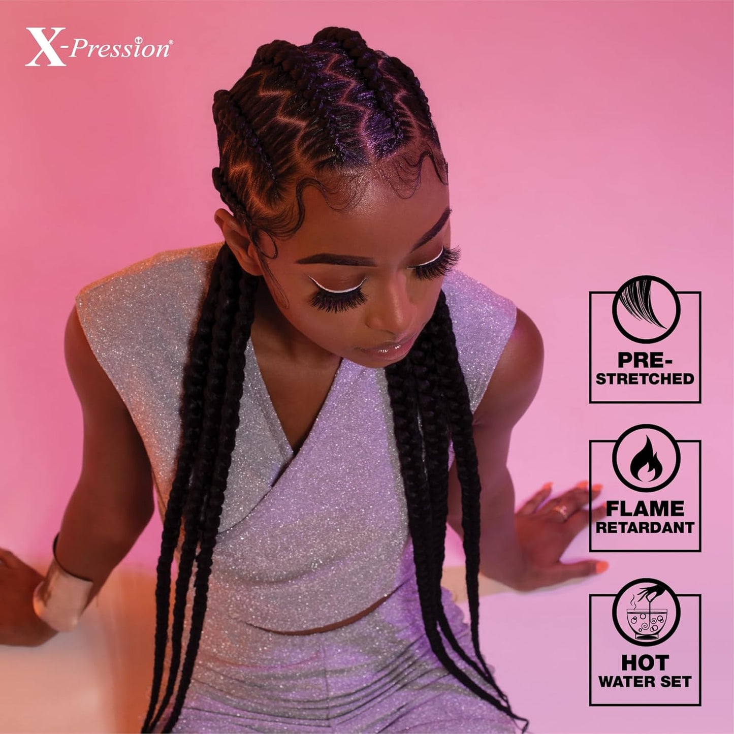 X-Pression Prestretched Braiding Hair - 3X Braid 58 Inch All Kanekalon Flame Ret