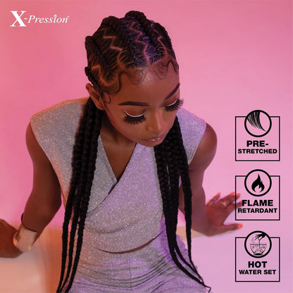 X-Pression Prestretched Braiding Hair - 3X Braid 58 Inch All Kanekalon Flame Ret