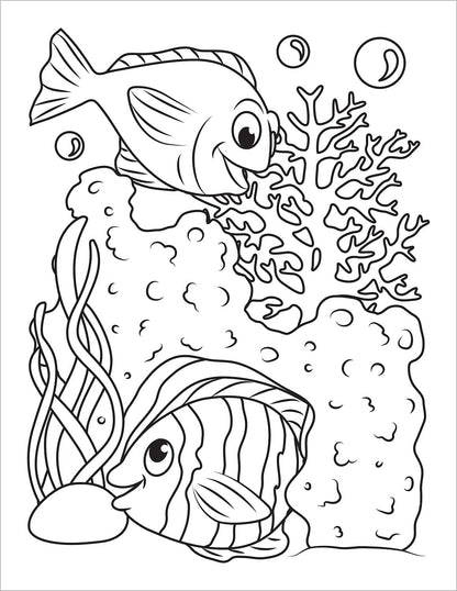 Ocean Coloring Book: Fish & Underwater Sea Animals to Color for Kids Ages 4-8 (C