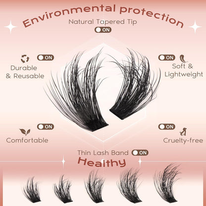 Volume Lash Clusters Kit D Curl Lashes Extensions Thick Volume Eyelash Clusters