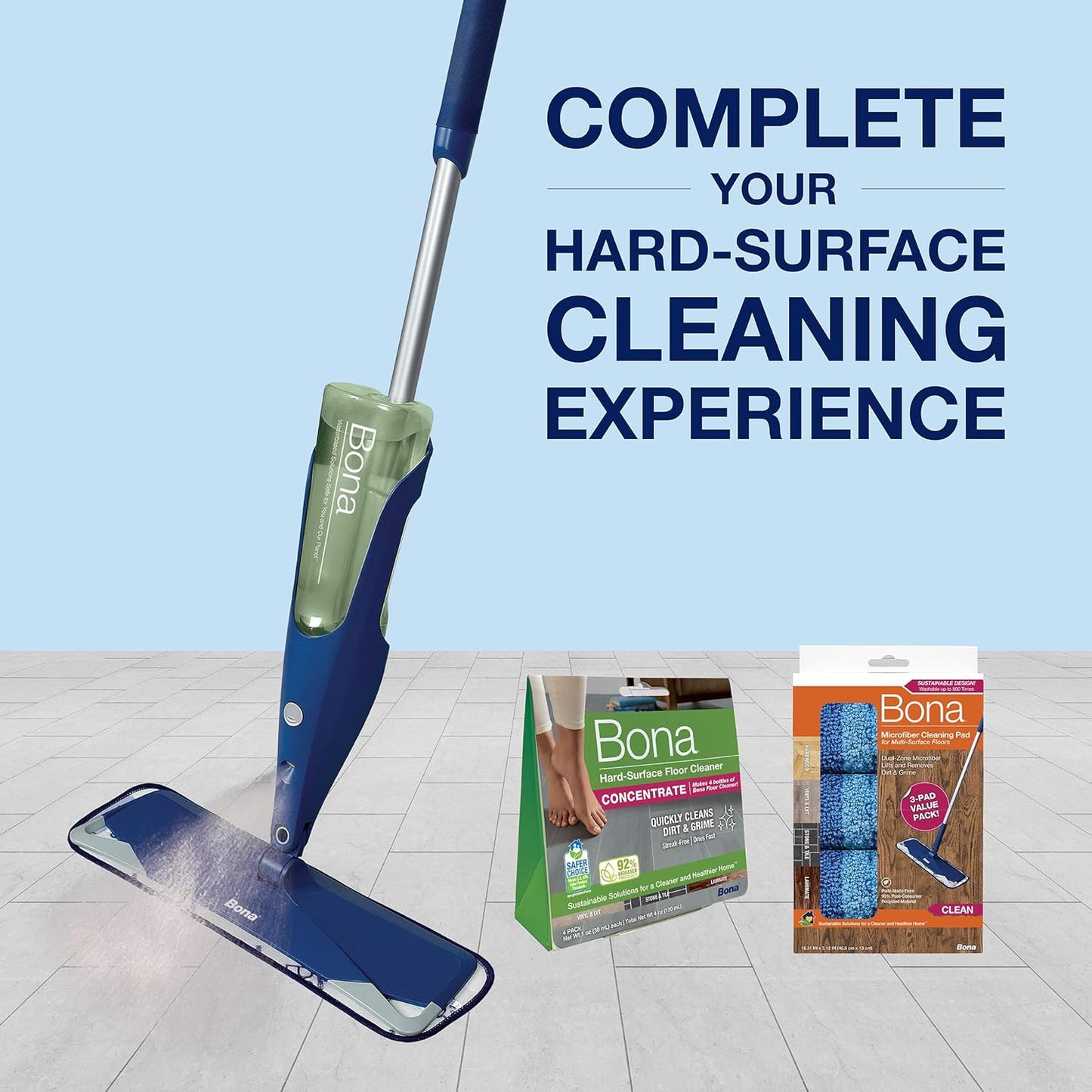 Multi-Surface Floor Premium Spray Mop - Includes Multi-Surface Floor Cleaner Con