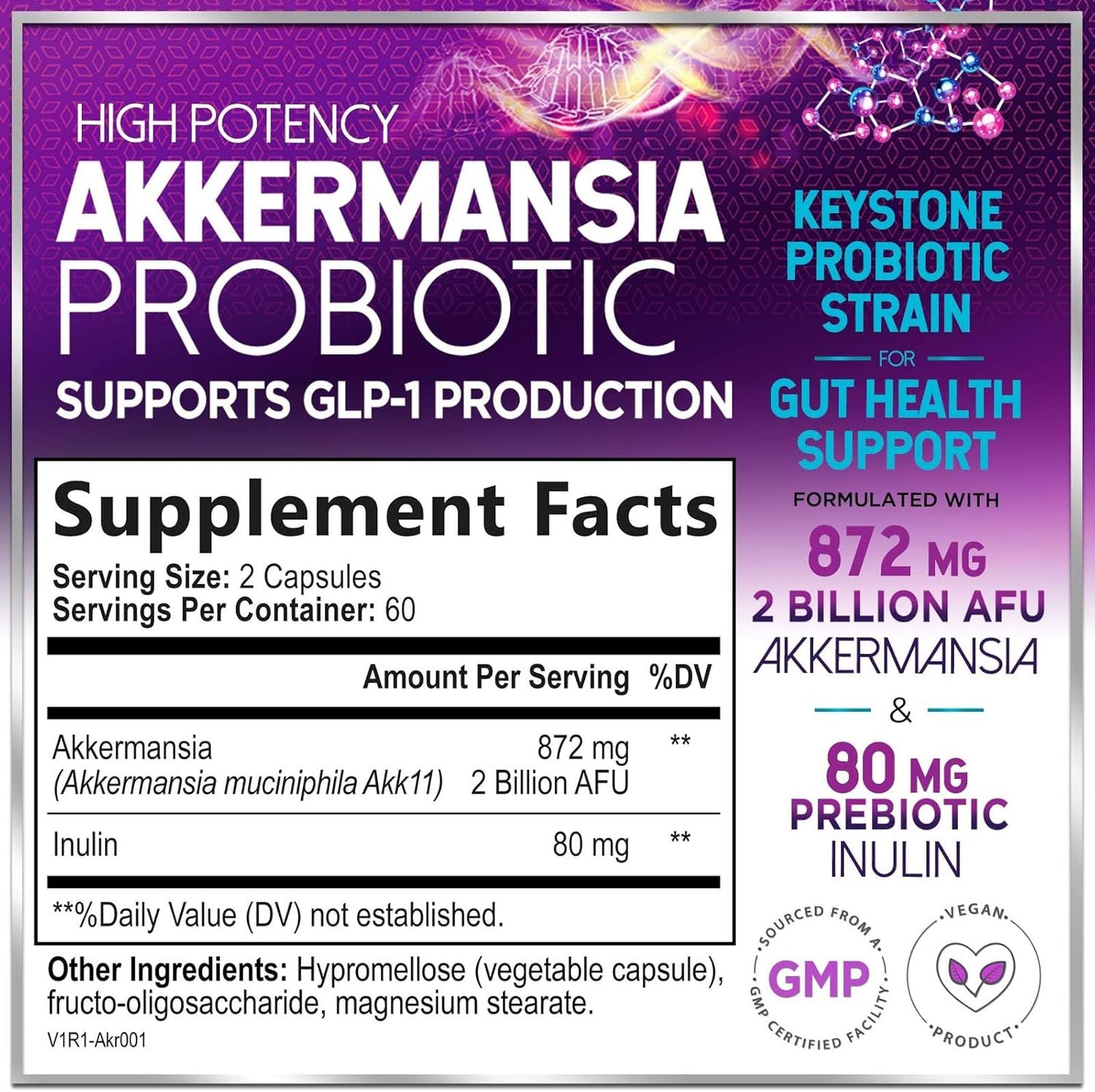 Akkermansia Probiotic with Prebiotic Fiber - Supports GLP-1 Production - 2 Billi