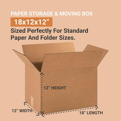18 X 12 X 12 Corrugated Cardboard Boxes, Medium 18"L X 12"W X 12"H, Pack of 25 |